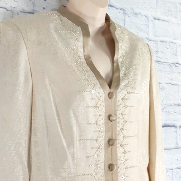 Adrianna Papell Silk Jacket w Beading Sz 12 - Picture 4 of 6
